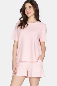 Zivame 2 Mile Fashion Knit Cotton Loungewear Set - Pink Dogwood — thumbnail 4